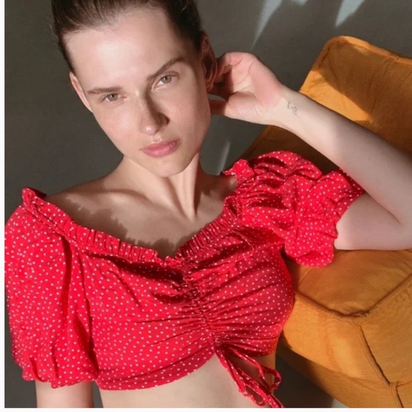 Zara Cropped Polka Dot Blouse - Picture 2 of 4